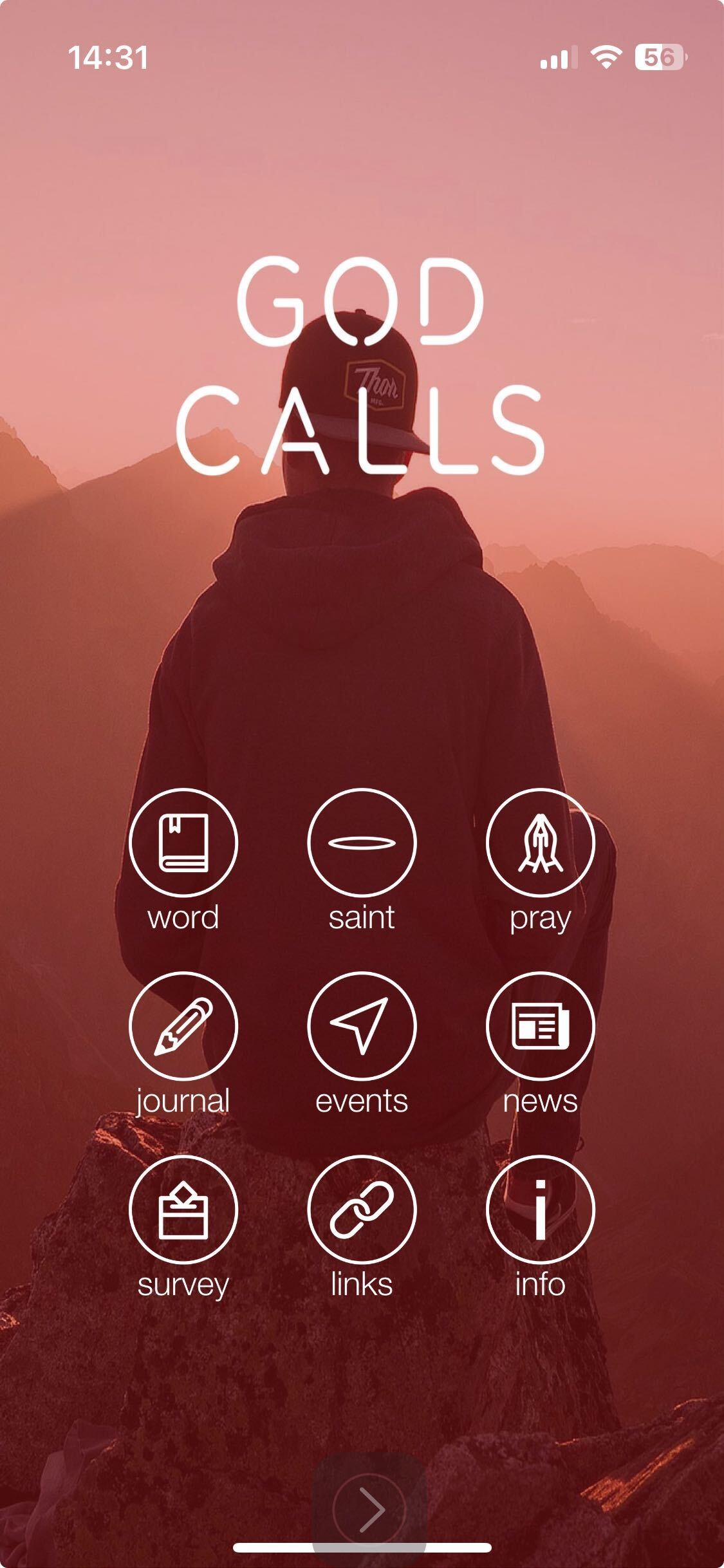 God Calls app home